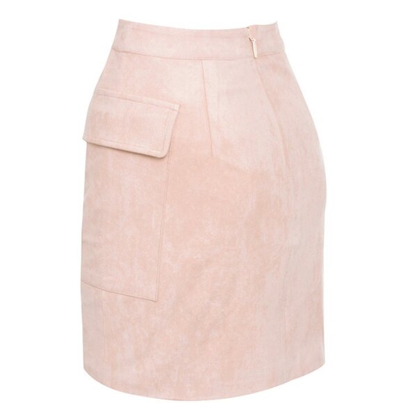 NWT Mistress Rocks Light Pink Suede Lace Up Mini Skirt Size M with Pockets - Picture 3 of 13